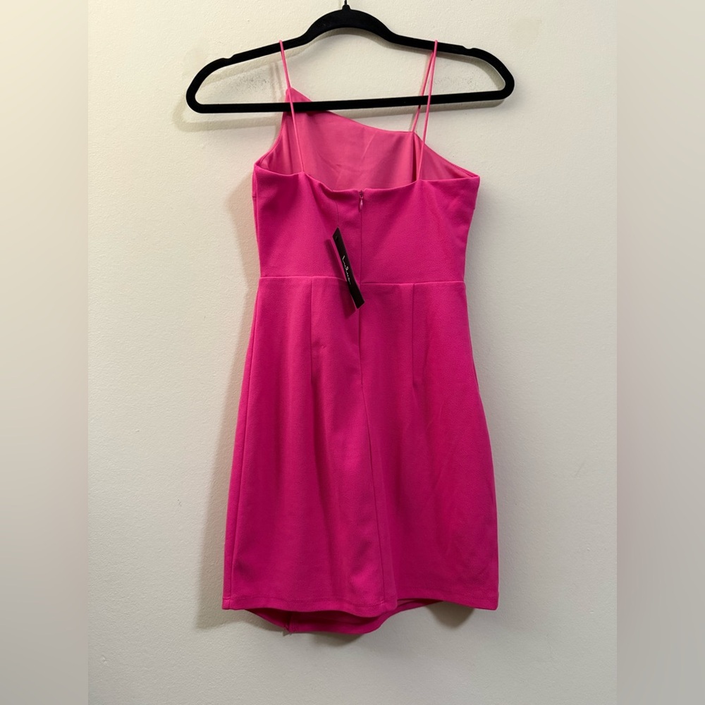 NWT Lulu’s Party for Two Asymmetrical Bodycon Cocktail Dress in Hot Pink - XS - Picture 6 of 11